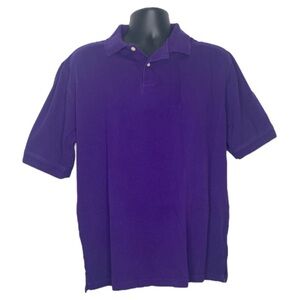 Basic Editions Classic Short Sleeve Polo Shirt (Size: Large, Color: Purple)